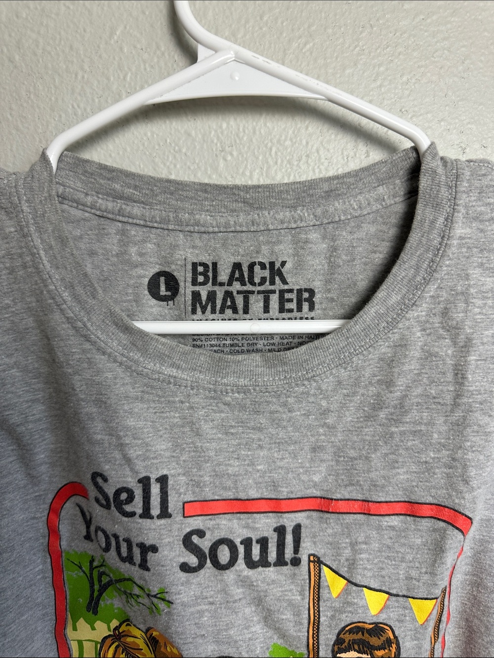 Black Matter Grey 'Sell Your Soul' Graphic Tee with Colorful Retro Illustration - Picture 3 of 5